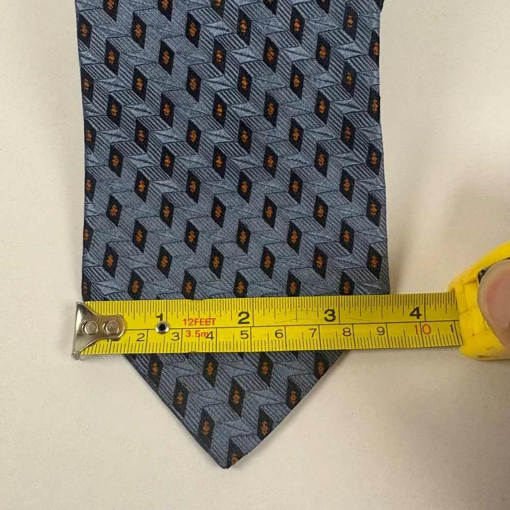 Ermenegildo Zegna Silk Tie Mens OS Blue Grey Geometric Diamond Made in Italy